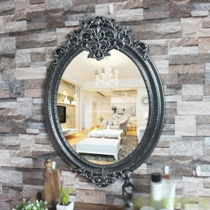 E67 Black Silver Retro Toilet Vanity Wall Makeup Mirror Front Waterproof Y    273400614435